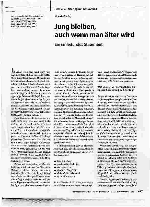 Vorschauseite 1: Jung bleiben, auch wenn man älter wird