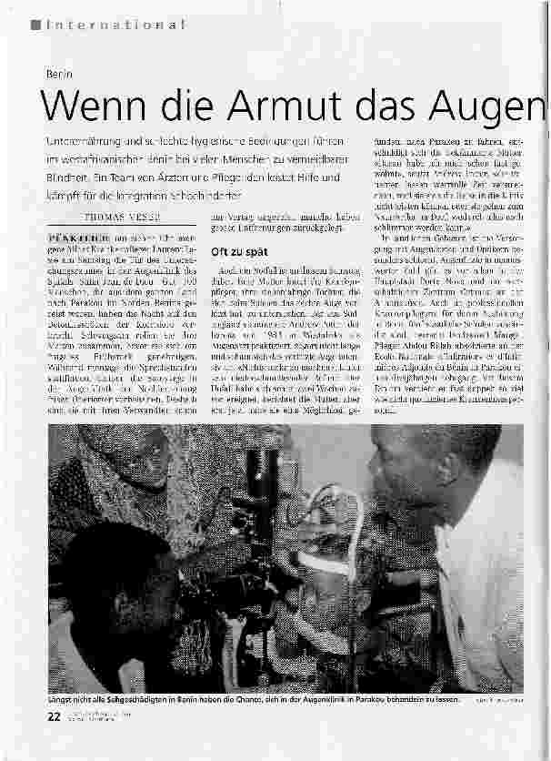 Vorschauseite 1: Wenn die Armut das Augenlicht trübt