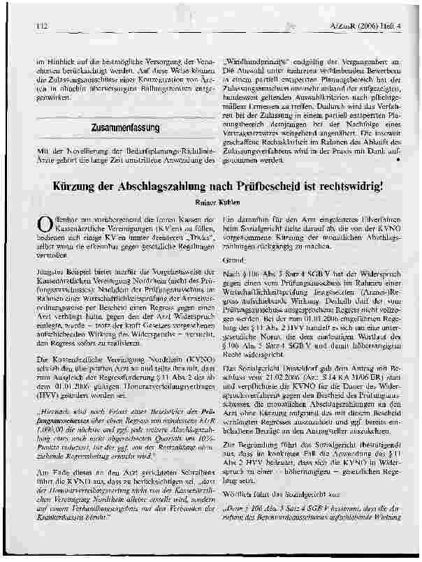Vorschauseite 1: Kürzung der Abschlagszahlung nach Prüfbescheid ist rechtswidrig!