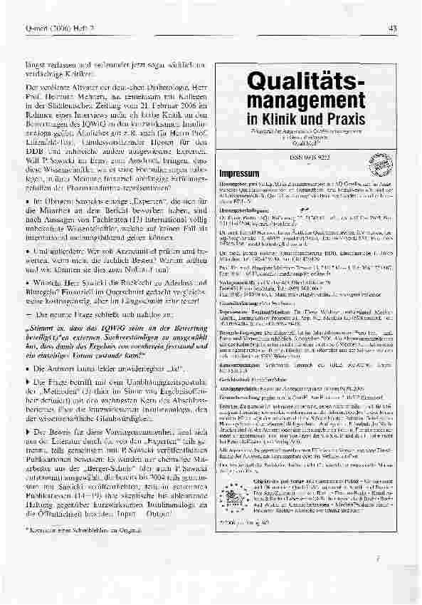 Vorschauseite 4: Qualitätsinstitut gerät zunehmend unter Druck