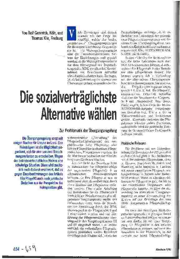 Vorschauseite 1: Die sozialverträglichste Alternative wählen Zur Problematik der Übergangsregelung