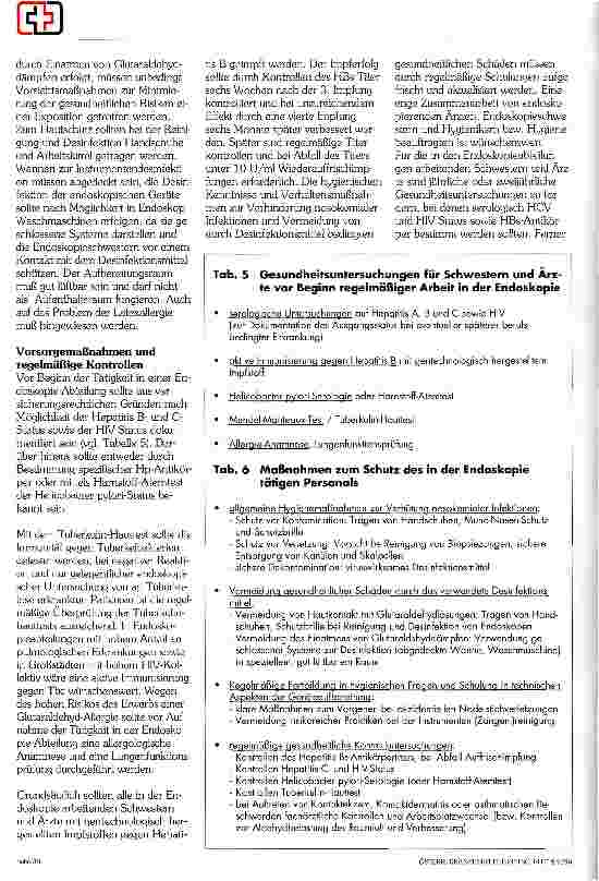 Vorschauseite 2: Infektionsrisiko in der Endoskopie Massnahmen zum Schutz des Personals