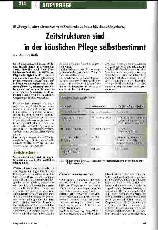 Vorschauseite 1: Zeitstrukturen sind in der häuslichen Pflege selbstbestimmt