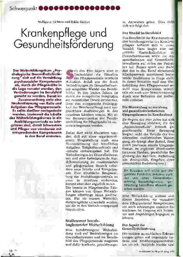 Vorschauseite 1: Krankenpflege und Gesundheitsförderung