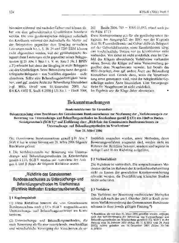 Vorschauseite 4: Ein gynäkologischer Belegarzt kann nur solche Leistungen abrechnen, die er gegenüber seinen Belegpatienten erbracht hat