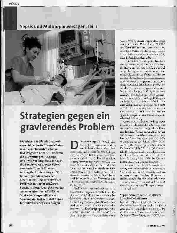 Vorschauseite 1: Sepsis und Multiorganversagen,Teil 1 - Strategien gegen ein gravierendes Problem