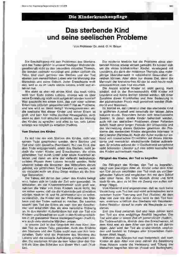 Vorschauseite 1: Das sterbende Kind und seine seelischen Probleme