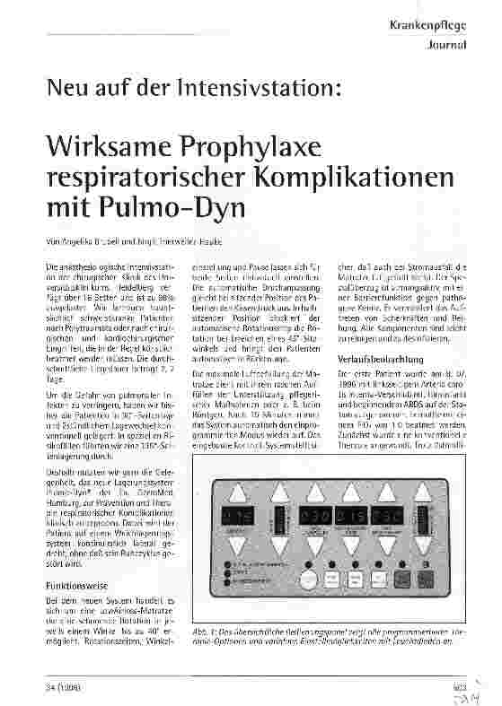 Vorschauseite 1: Neu auf der Intensivstation: Wirksame Prophylaxe respiratorischer Komplikationen mit Pulmo-Dyn