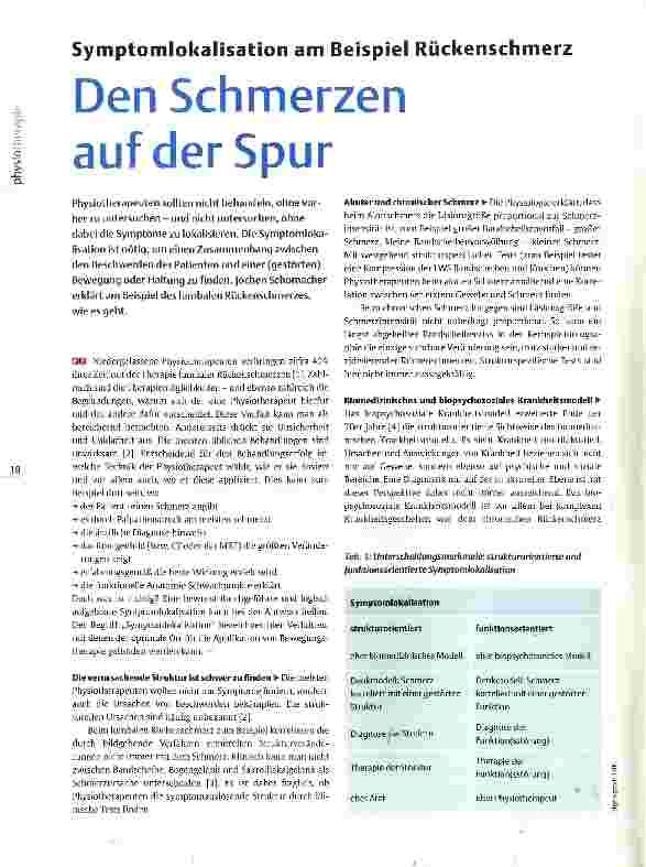 Vorschauseite 1: Symptomlokalisation am Beispiel Rückenschmerz Den Schmerzen auf der Spur