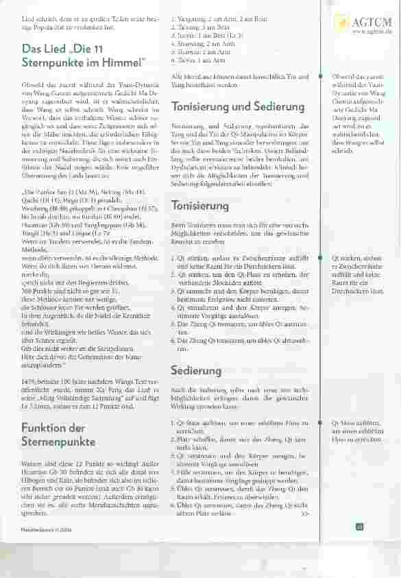 Vorschauseite 2: Die 12 Sternenpunkte nach Ma Danyang Klinische Anwendung zwischen Tonisierungund Sedierung