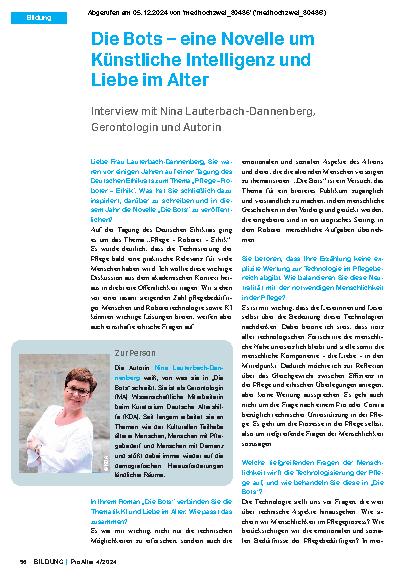 Vorschauseite 1: Die Bots – eine Novelle um Künstliche Intelligenz und Liebe im Alter