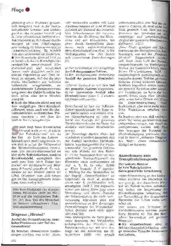 Vorschauseite 4: Von der Unmöglichkeit der Gleichsetzung des Hirntodes mit dem Tod des Menschen Mit Anmerkungen zum Transplantationsgesetz