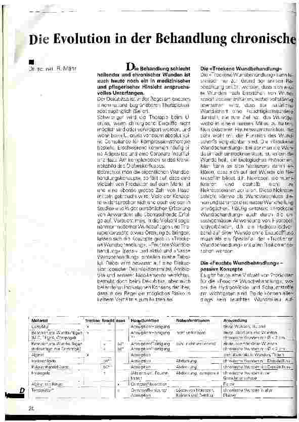 Vorschauseite 1: Die Evolution in der Behandlung chronisch und schlecht heilender Wunden