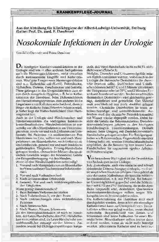 Vorschauseite 1: Nosokomiale Infektionen in der Urologie
