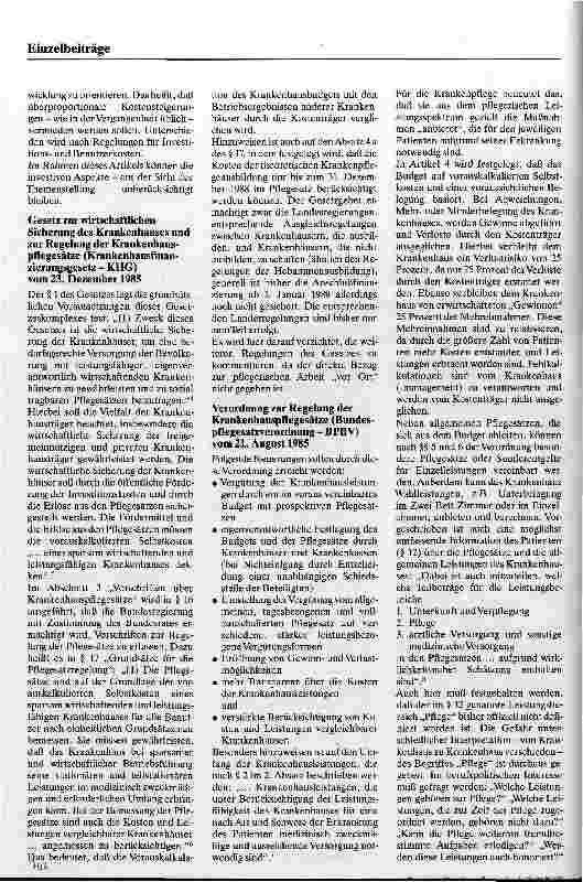 Vorschauseite 2: Die Neureglung der Krankenhausfinanzierung und ihre Auswirkungen auf den Pflegedienst /// Probleme und Perspektiven