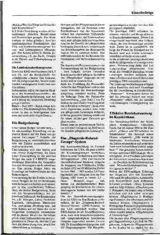 Vorschauseite 3: Die Neureglung der Krankenhausfinanzierung und ihre Auswirkungen auf den Pflegedienst /// Probleme und Perspektiven