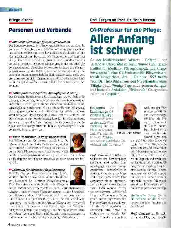 Vorschauseite 1: C4-Professur für die Pflege: Aller Anfang ist schwer