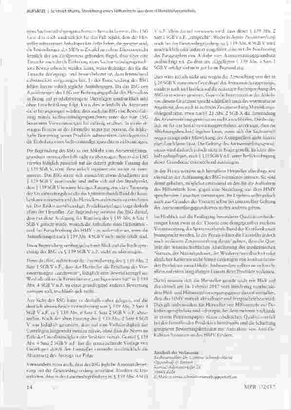 Vorschauseite 3: Streichung eines Hilfsmittels aus dem Hilfsmittelverzeichnis - Anmerkung für die PraxisBSG, 3. Senat, Urt. v. 23.06.2016 - B3 KR 20/15 Ra*