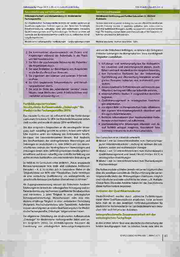 Vorschauseite 3: Onkologische Fortund Weiterbildung (3)