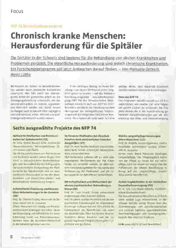 Vorschauseite 1: Chronisch kranke Menschen: Herausforderung für die Spitäler