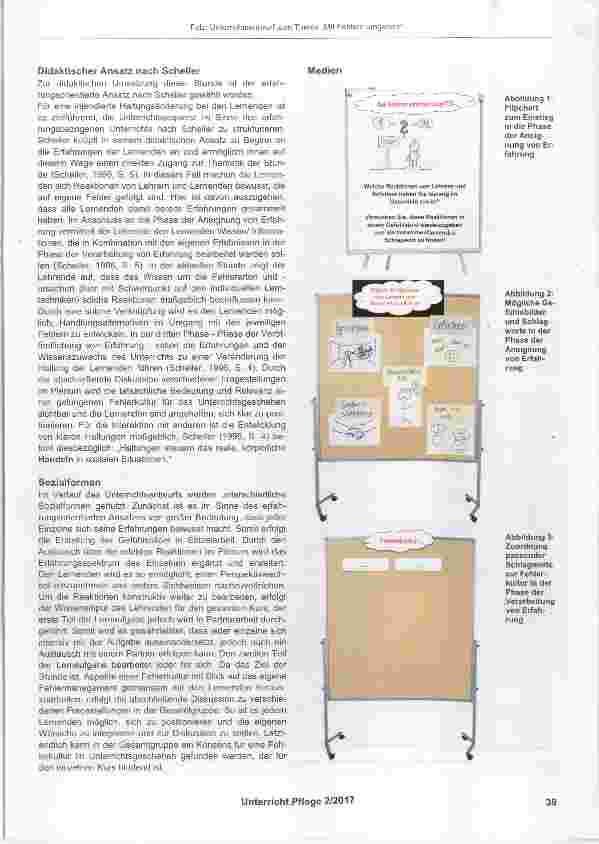 Vorschauseite 2: Unterrichtsentwurf zum Thema: Eine Fehlerkultur mit Blick auf eigenes Fehlermanagement entwickeln
