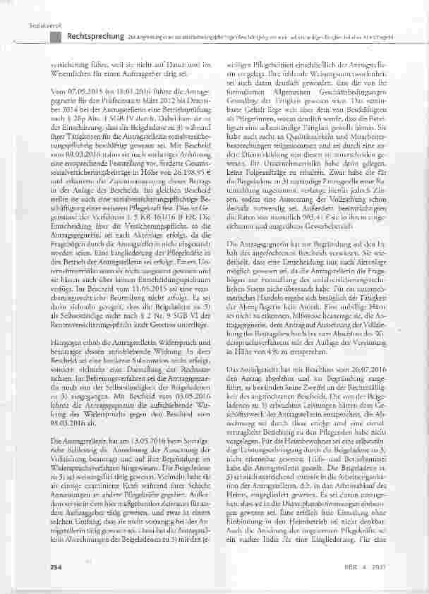 Vorschauseite 3: Zur Abgrenzung einer sozialversicherungspflichtigen Beschäftigung von einer selbstständigen Tätigkeit bei einer Altenpflegerin
