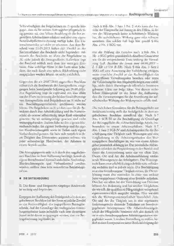 Vorschauseite 4: Zur Abgrenzung einer sozialversicherungspflichtigen Beschäftigung von einer selbstständigen Tätigkeit bei einer Altenpflegerin