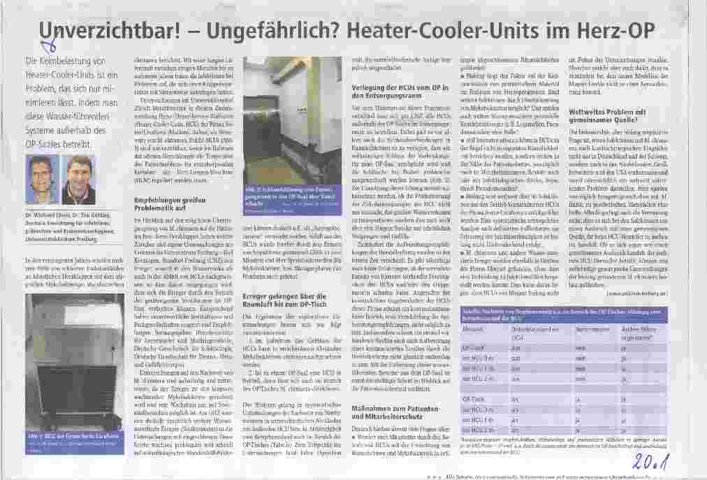 Vorschauseite 1: Unverzichtbar! - Ungefährlich? Heater-Cooler-Units im Herz-OP