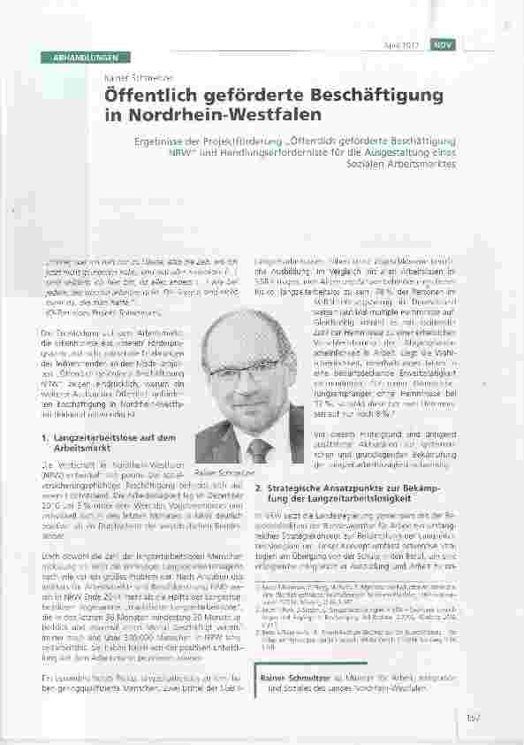 Vorschauseite 1: Öffentlich geförderte Beschäftigung in Nordrhein-Westfalen