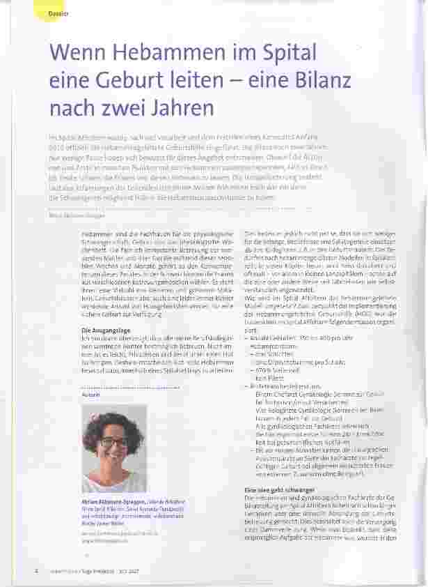 Vorschauseite 1: Wenn Hebammen im Spital eine Geburt leiten eine Bilanz nach zwei Jahren