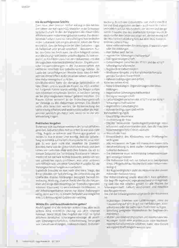Vorschauseite 3: Wenn Hebammen im Spital eine Geburt leiten eine Bilanz nach zwei Jahren
