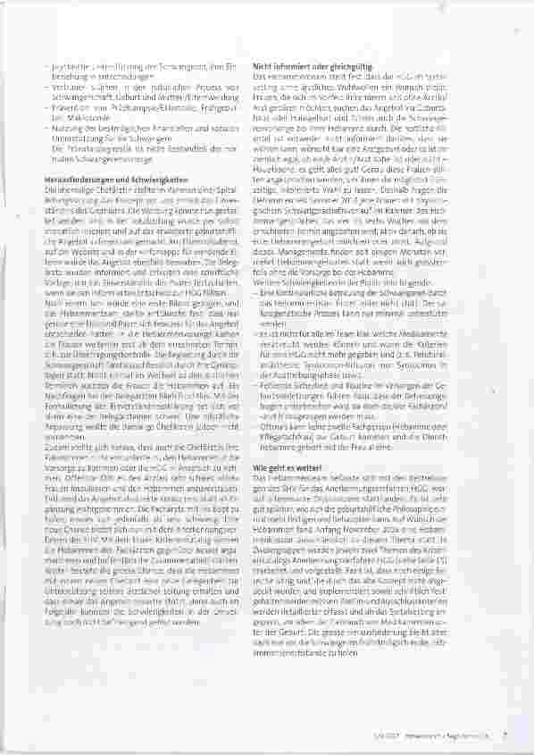 Vorschauseite 4: Wenn Hebammen im Spital eine Geburt leiten eine Bilanz nach zwei Jahren