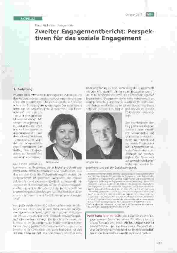Vorschauseite 1: Zweiter Engagementbericht: Perspektiven für das soziale Engagement