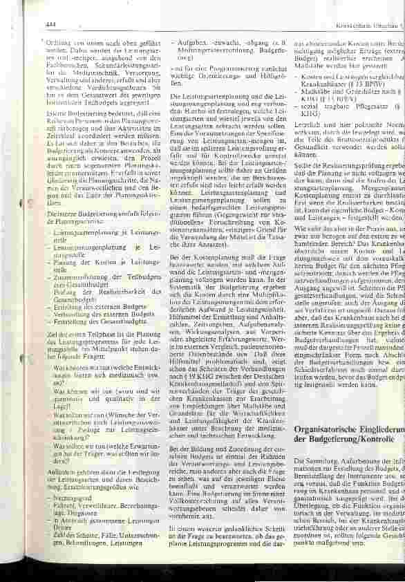 Vorschauseite 2: Budgetierung und Krankenhausbetriebsführung