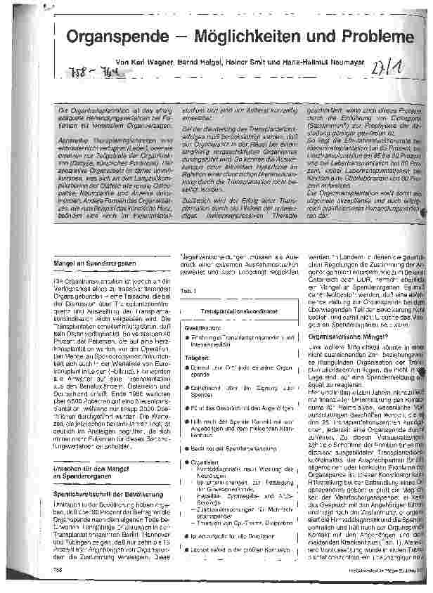 Vorschauseite 1: Organspende Möglichkeiten und Probleme