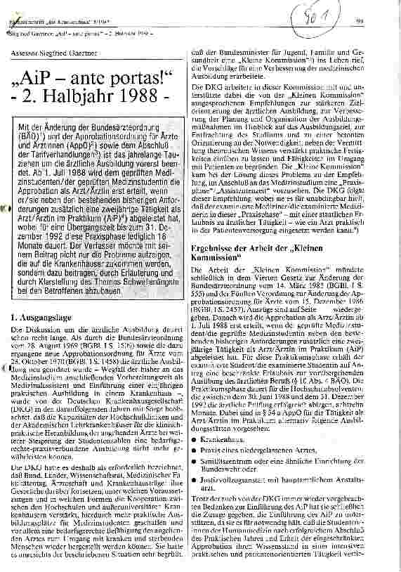 Vorschauseite 1: AIP - ante portas - 2. Halbjahr 1988