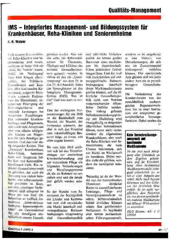 Vorschauseite 1: IMS - Integriertes Managementund Bildungssystem für Krankenhäuser, Reha-Kliniken und Seniorenheime