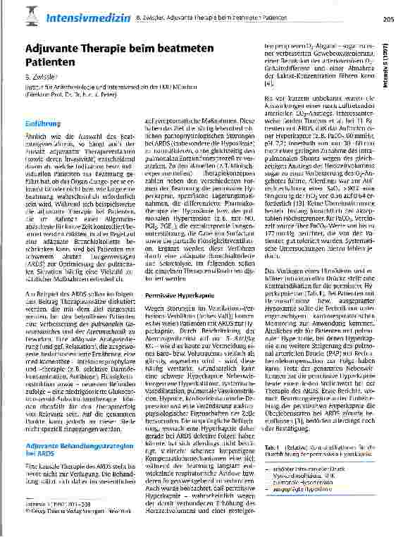 Vorschauseite 1: Adjuvante Therapie beim beatmeten Patienten