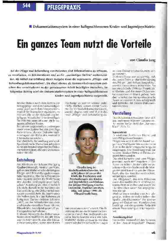 Vorschauseite 1: Dokumentationssystem in einer halbgeschlossenen Kinderund Jugendpsychiatrie: Ein ganzes Team nutzt die Vorteile