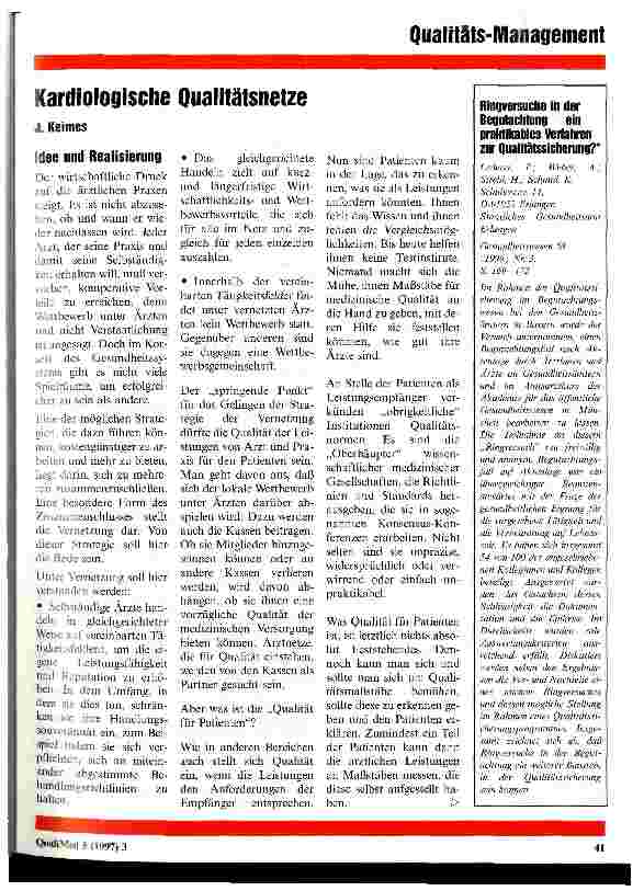 Vorschauseite 1: Kardiologische Qualitätsnetze