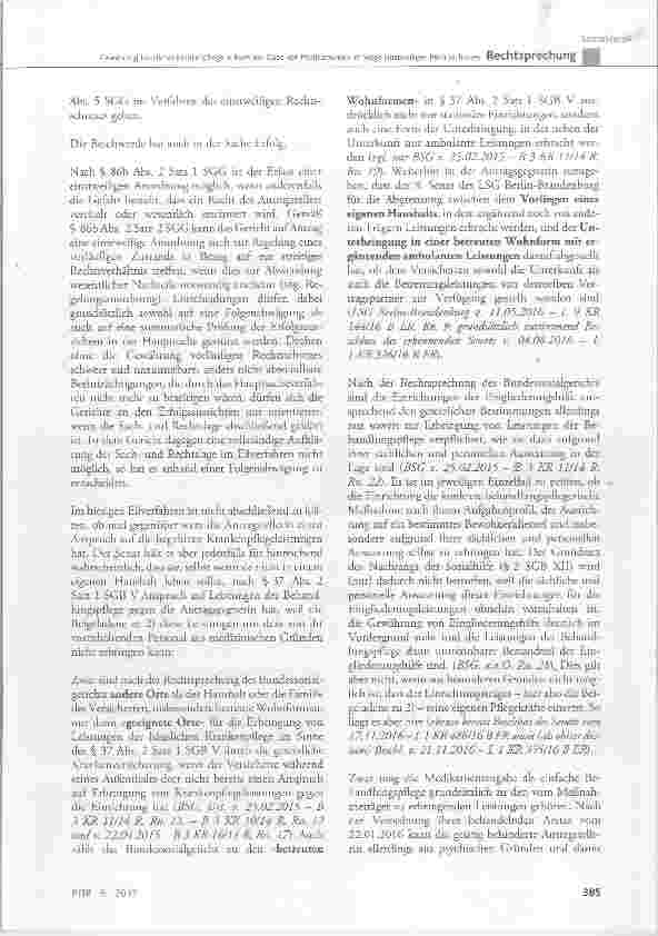 Vorschauseite 5: Gewährung häuslicher Krankenpflege in Form der Gabe von Medikamenten im Wege einstweiligen Rechtsschutzes