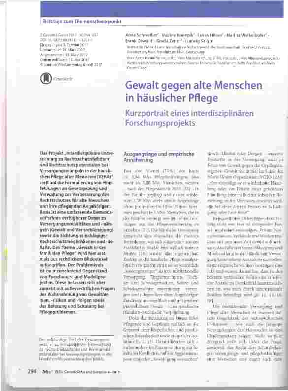 Vorschauseite 1: Gewalt gegen alte Menschen in häuslicher Pflege
