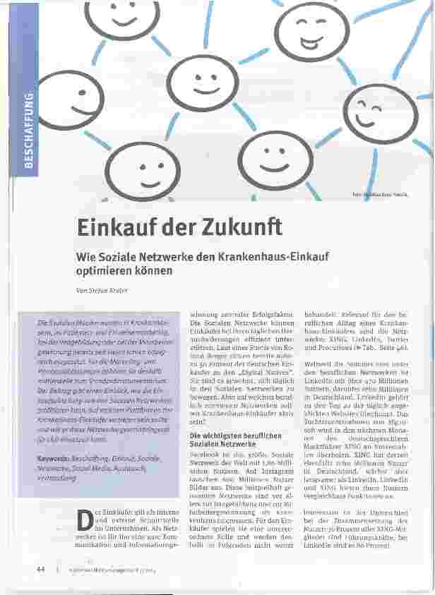 Vorschauseite 1: Einkauf der Zukunft Wie Soziale Netzwerke den Krankenhaus-Einkauf optimieren können