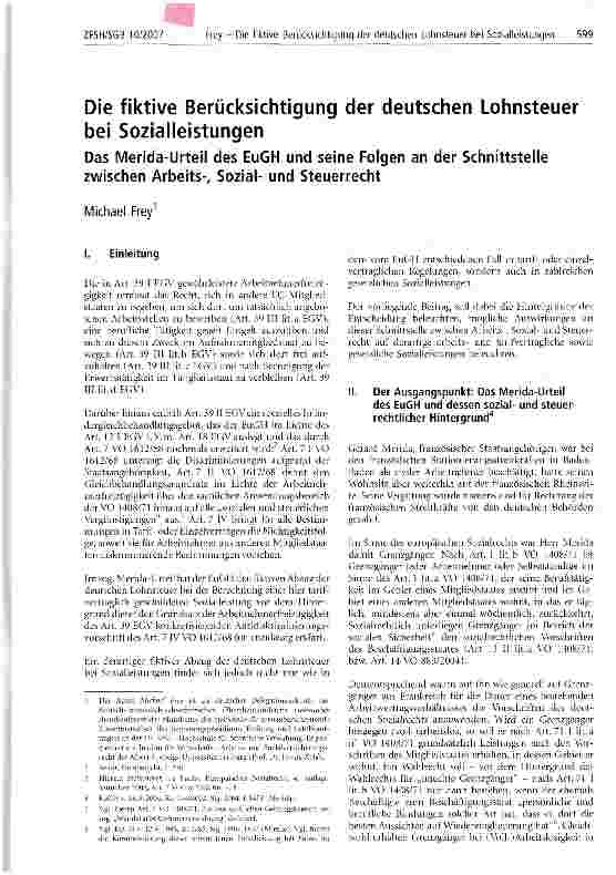 Vorschauseite 1: Die fiktive Berücksichtigung der deutschen Lohnsteuer bei Sozialleistungen