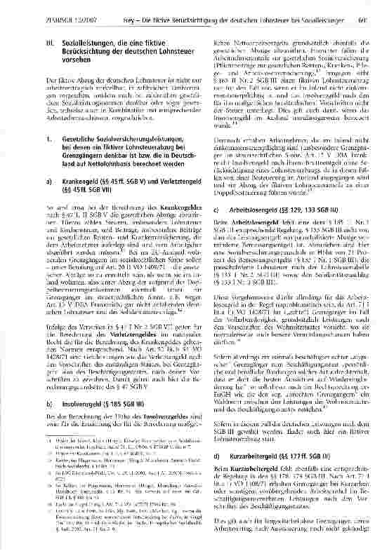 Vorschauseite 3: Die fiktive Berücksichtigung der deutschen Lohnsteuer bei Sozialleistungen