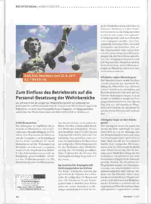 Vorschauseite 1: Zum Einfluss des Betriebsrats auf die Personal-Besetzung der Wohnbereiche