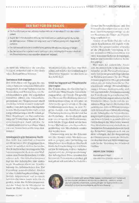 Vorschauseite 2: Zum Einfluss des Betriebsrats auf die Personal-Besetzung der Wohnbereiche