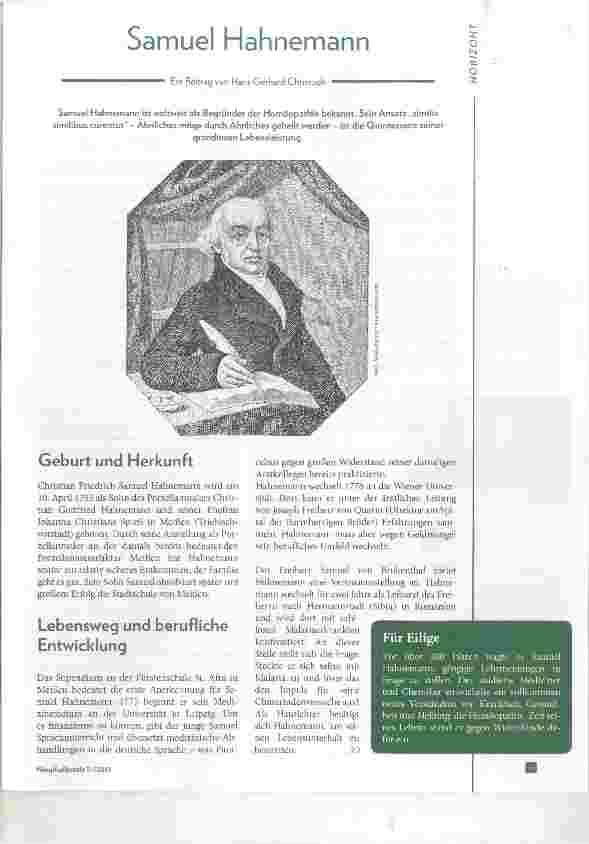 Vorschauseite 1: Samuel Hahnemann