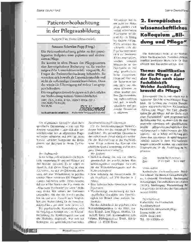 Vorschauseite 2: Stellungnahme der Arbeitsgemeinschaft der psychiatrischen Weiterbildungsstätten in der BRD