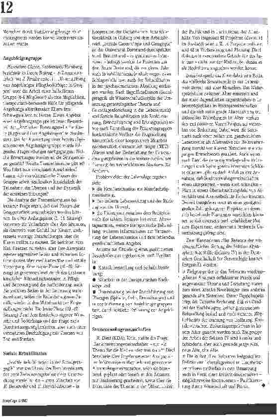 Vorschauseite 3: Defizite ausräumen / Bericht über die Sektionssitzung Altenhilfe und Altenarbeit